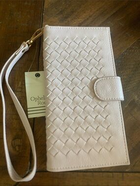 Ophelia Rose Blush Woven Wristlet Clutch